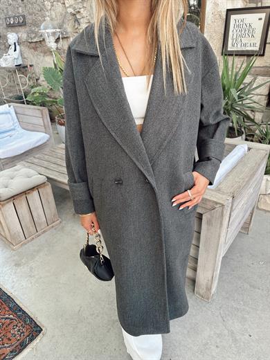 Antrasit Oversize Kruvaze Kaban