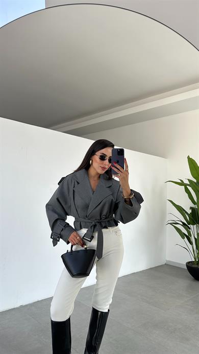 Antrasit Reglan Kısa Ceket