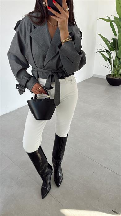 Antrasit Reglan Kısa Ceket