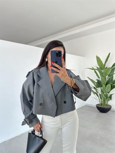Antrasit Reglan Kısa Ceket