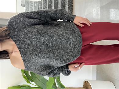 Antrasit Simli Triko Kazak