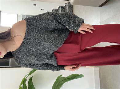 Antrasit Simli Triko Kazak