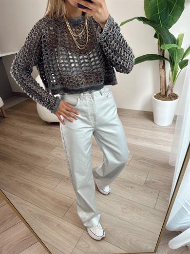 Antrasit Soluk Efektli Triko Kazak