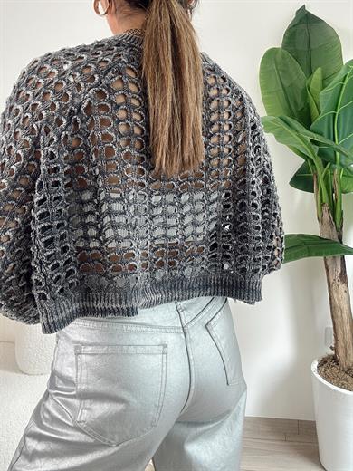 Antrasit Soluk Efektli Triko Kazak