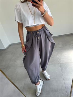 Antrasit Tasarım Şalvar Pantolon