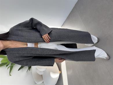 Antrasit Uzun Salaş Maxi Triko Hırka