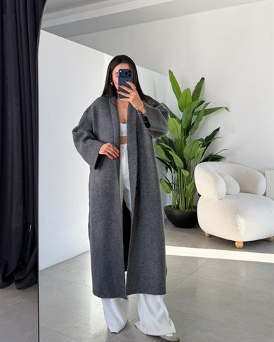 Antrasit Uzun Salaş Maxi Triko Hırka