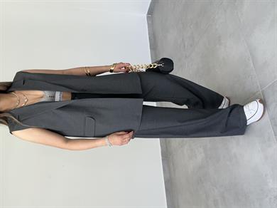 Antrasit Uzun Yelekli Takım