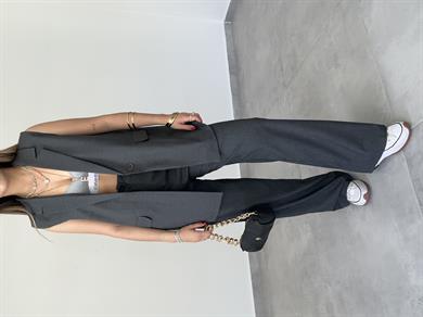 Antrasit Uzun Yelekli Takım