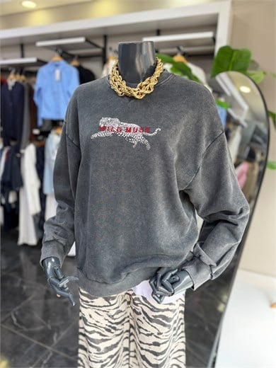 Antrasit Wild Muse Nakışlı Sweat