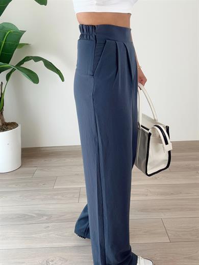 Antrasit Yandan Fermuarlı Pileli Palazzo