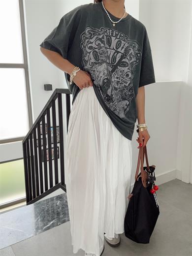 Antrasit Yıkamalı Baskılı Tişört