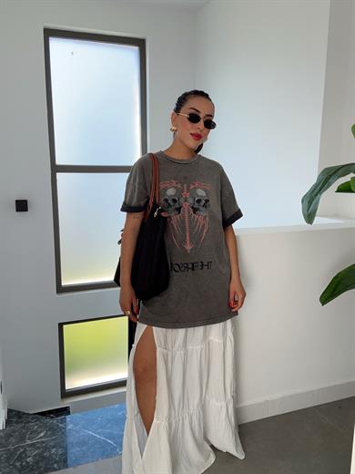 Antrasit Yıkamalı Key Almedina Tshirt