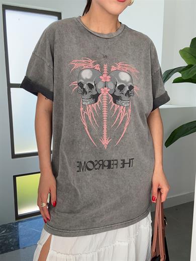Antrasit Yıkamalı Key Almedina Tshirt