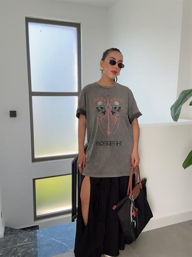 Antrasit Yıkamalı Key Almedina Tshirt