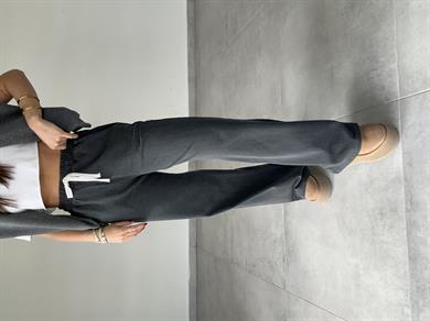 Antrasit Yıkamalı Kumaş Bol Paça Eşofman