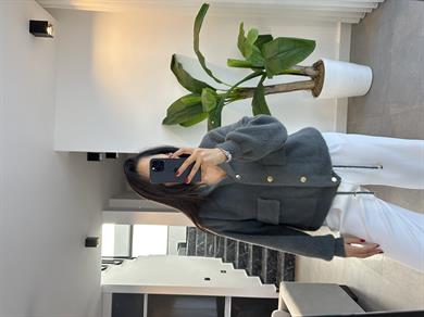 Antrasit Yumoş Belden Büzgülü Kapşonlu Ceket