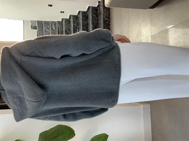 Antrasit Yumoş Belden Büzgülü Kapşonlu Ceket