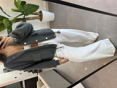 Antrasit Yumoş Belden Büzgülü Kapşonlu Ceket