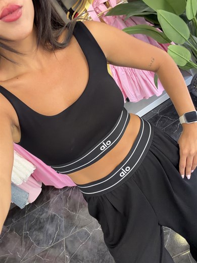 Ao Siyah Crop Pantolon Takım