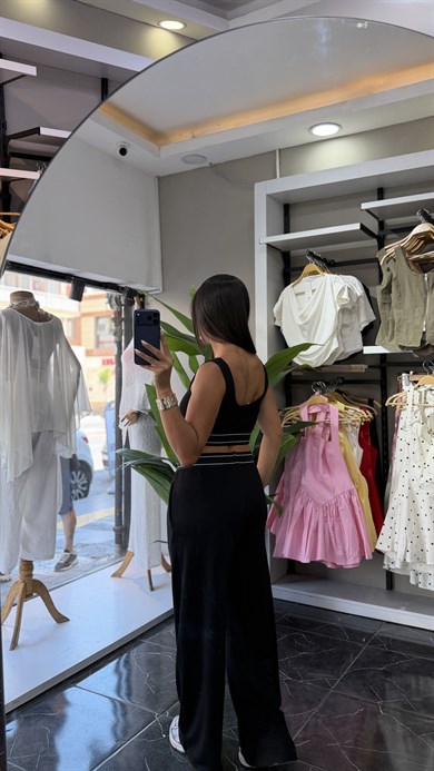 Ao Siyah Crop Pantolon Takım