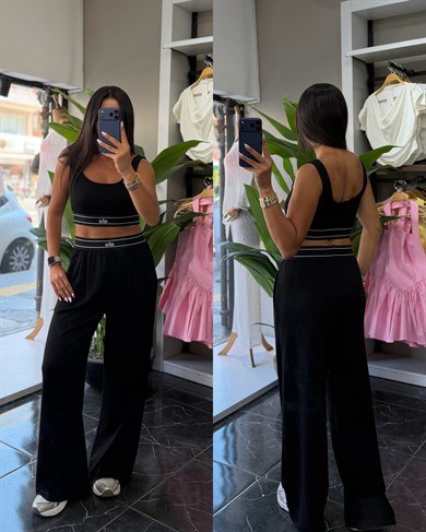 Ao Siyah Crop Pantolon Takım