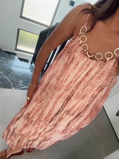 Askılı Gold Detaytlı Elbise