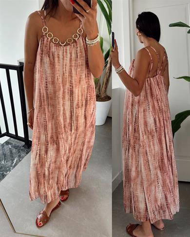 Askılı Gold Detaytlı Elbise