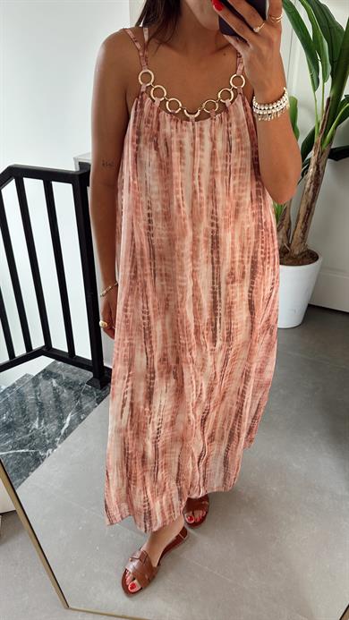 Askılı Gold Detaytlı Elbise