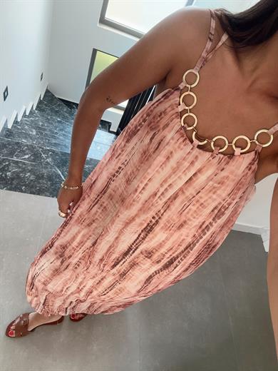 Askılı Gold Detaytlı Elbise