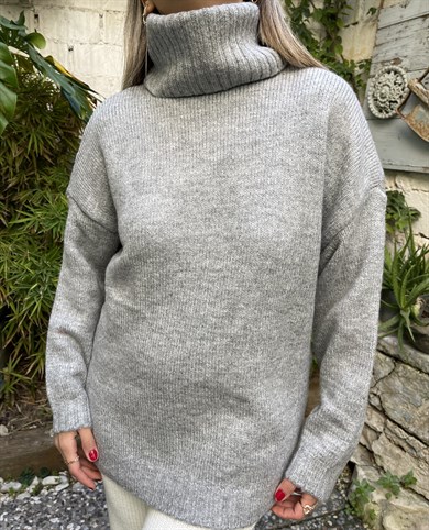 Balıkçı Yaka Gri Kazak