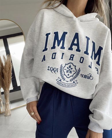 Baskılı Gri Sweatshirt