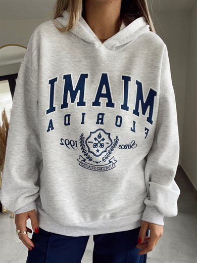 Baskılı Gri Sweatshirt