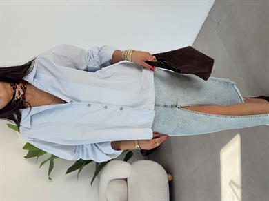 Bebe Mavi Oversize Gömlek
