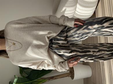 Bej Bisiklet Yaka Triko Kazak