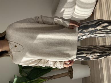 Bej Bisiklet Yaka Triko Kazak