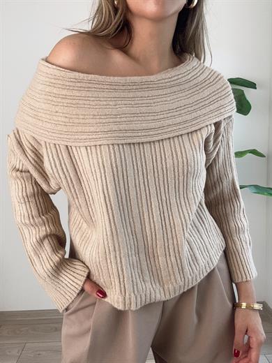 Bej Degaje Yaka Fitilli Kazak