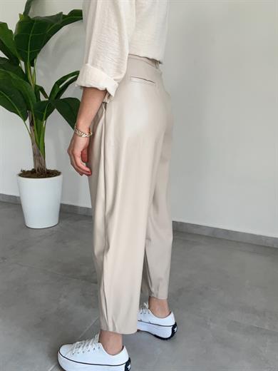 Bej Deri Şalvar Pantolon