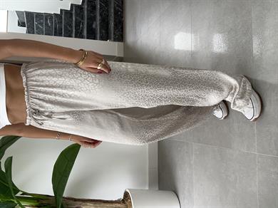 Bej Jakarlı Bol Paça Pantolon