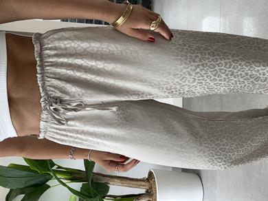 Bej Jakarlı Bol Paça Pantolon