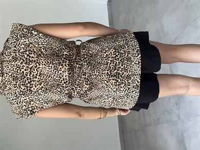 Bej-Kahv Leopar Desen Yelek