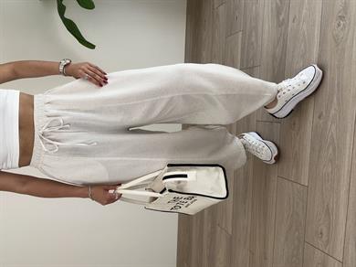 Bej Keten Şalvar Pantalon