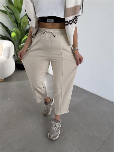 Bej Önü Çimalı Modal Eşofman Altı