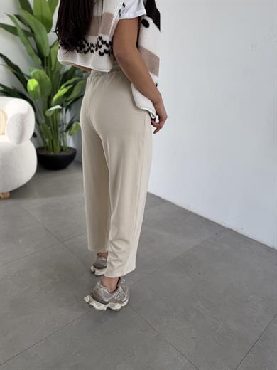 Bej Önü Çimalı Modal Eşofman Altı