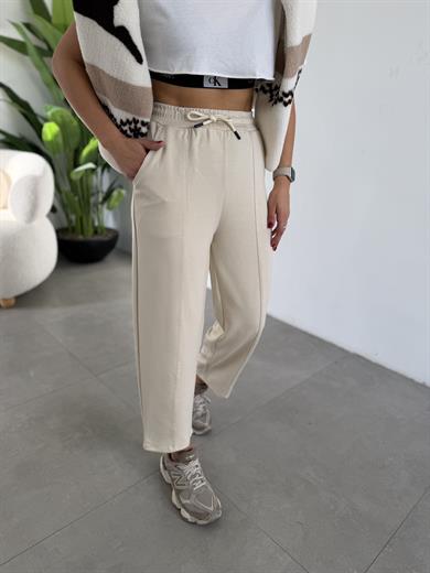 Bej Önü Çimalı Modal Eşofman Altı