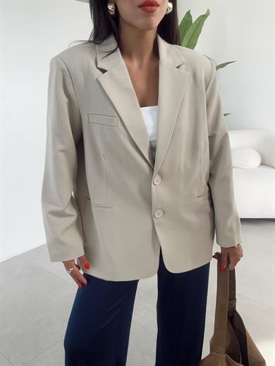 Bej Oversize Blazer Ceket