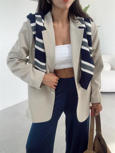 Bej Oversize Blazer Ceket