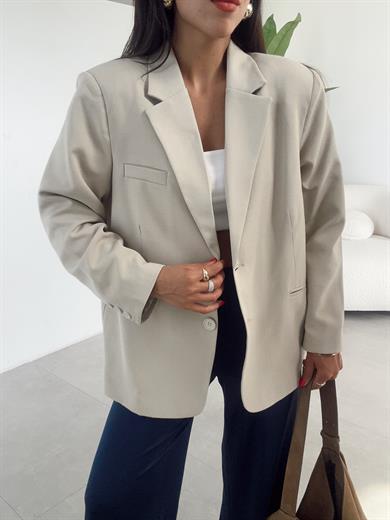 Bej Oversize Blazer Ceket