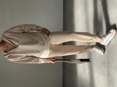 Bej Scuba Paça Pileli Eşofman