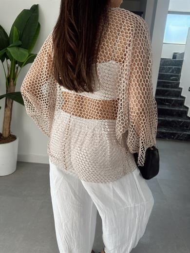 Bej Yarasa Kol File Bluz